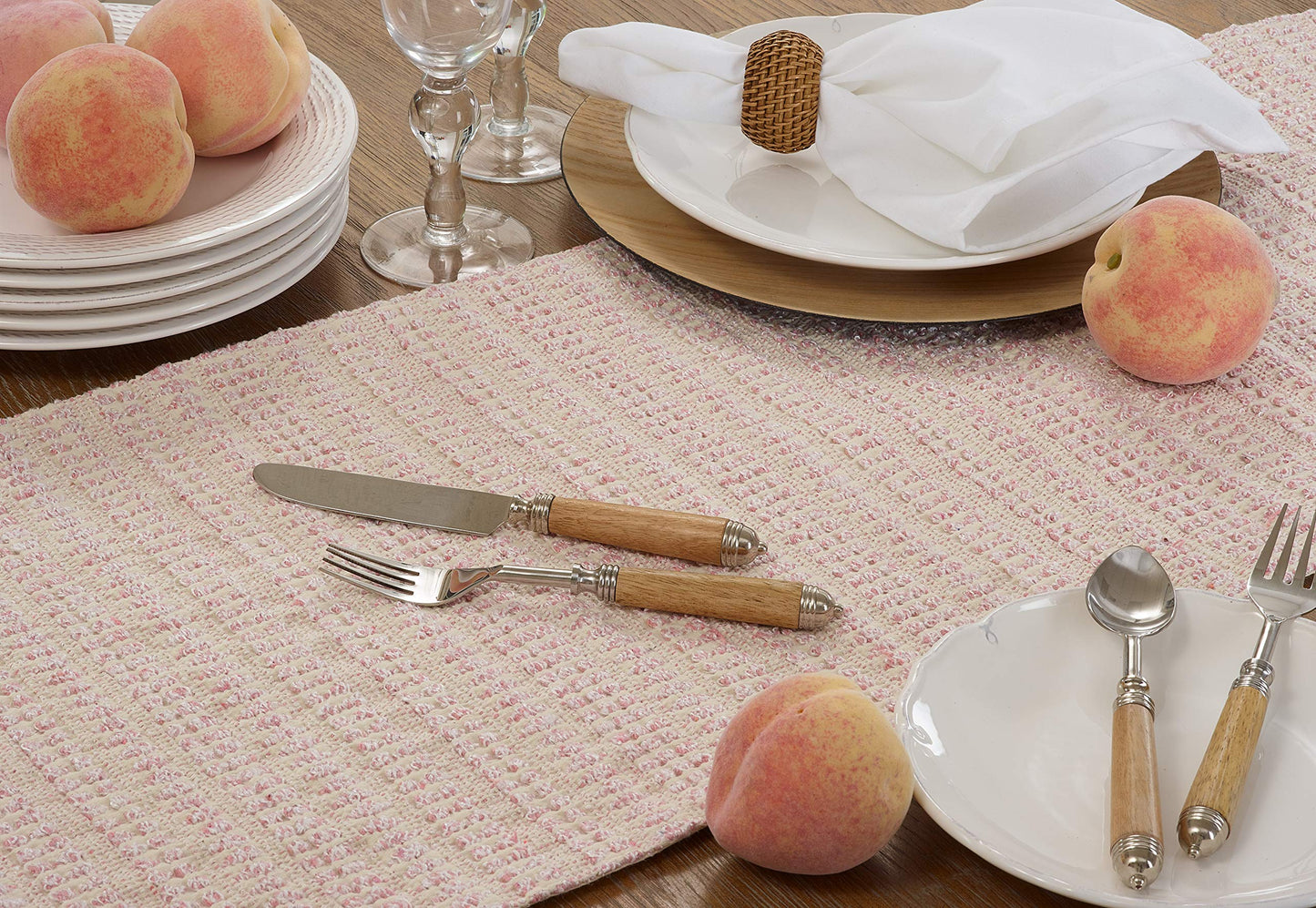 Woven Line Table Runner - Pink