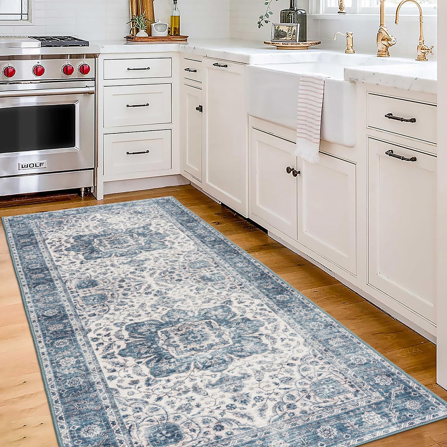 Blue Ivory Joy Vintage ReaLife Machine Washable Rug