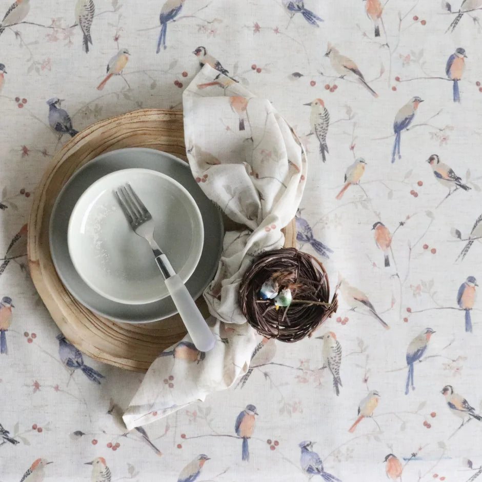 Linen Blend Napkin Set Of 4 - Birds
