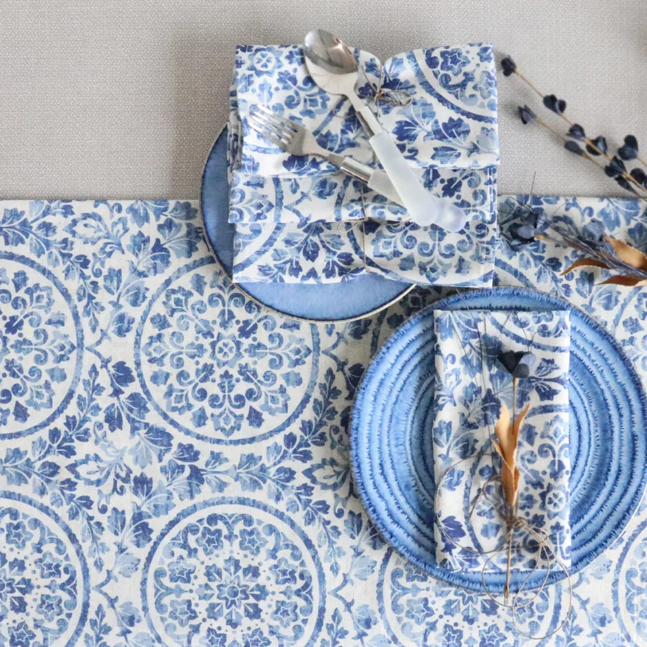 Linen Blend Napkin Set Of 4 - Blue