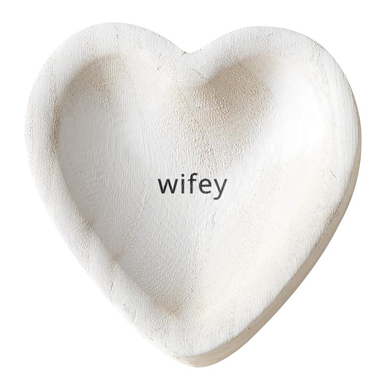 White Paulownia Heart Trinket Tray - Wifey