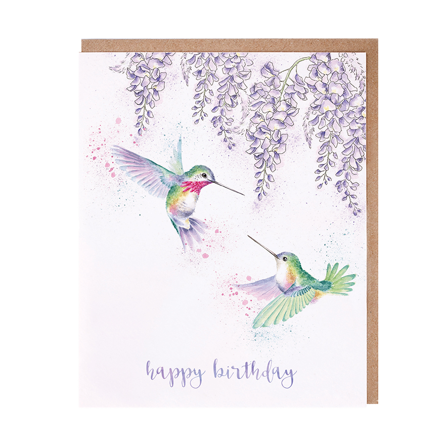 'Wisteria Wishes' Hummingbird Birthday Card