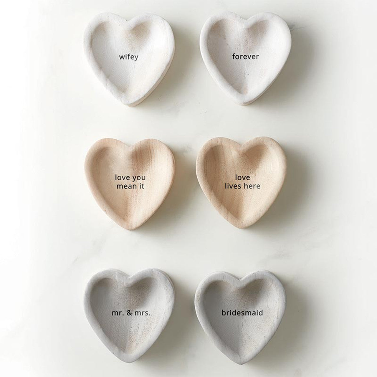 White Paulownia Heart Trinket Tray - Wifey