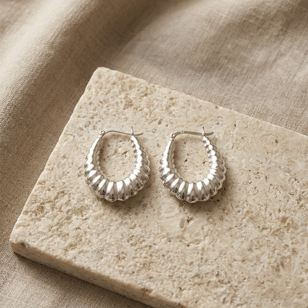 Hollowed Scalloped Hoops