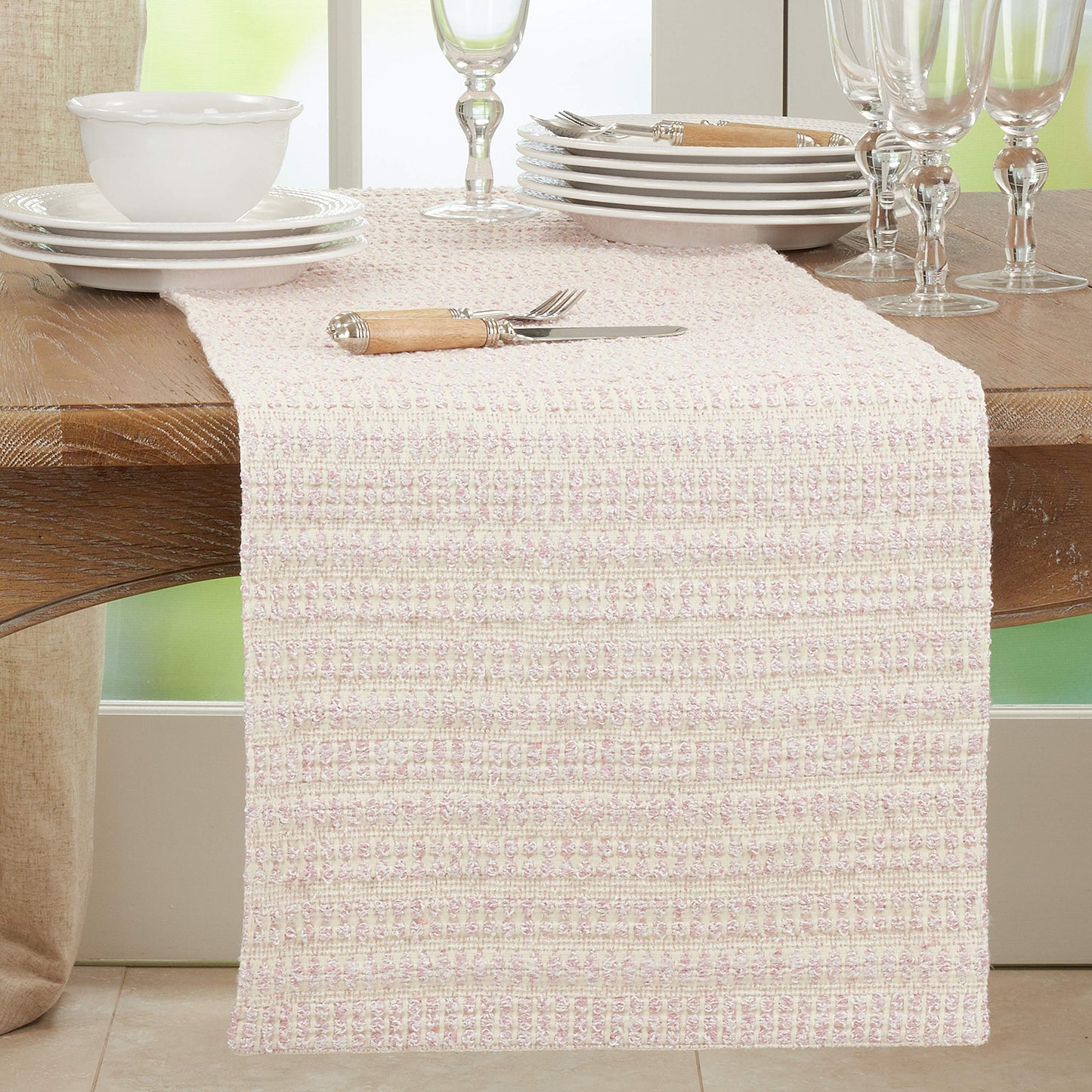 Woven Line Table Runner - Pink