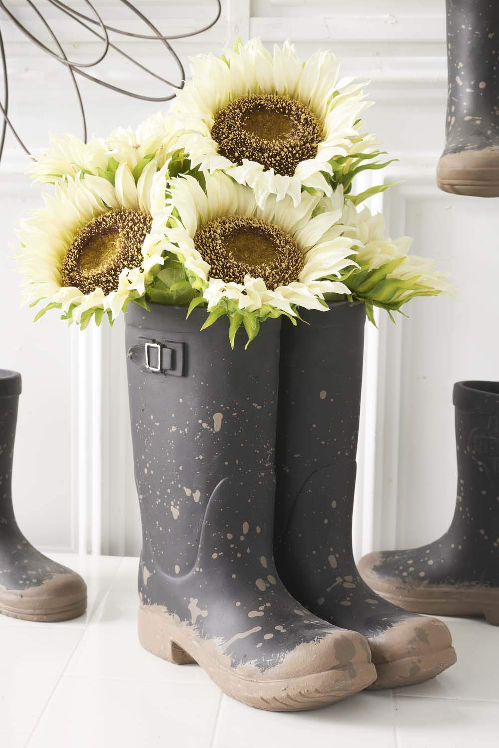 10" White Resin Pair of Rainboots