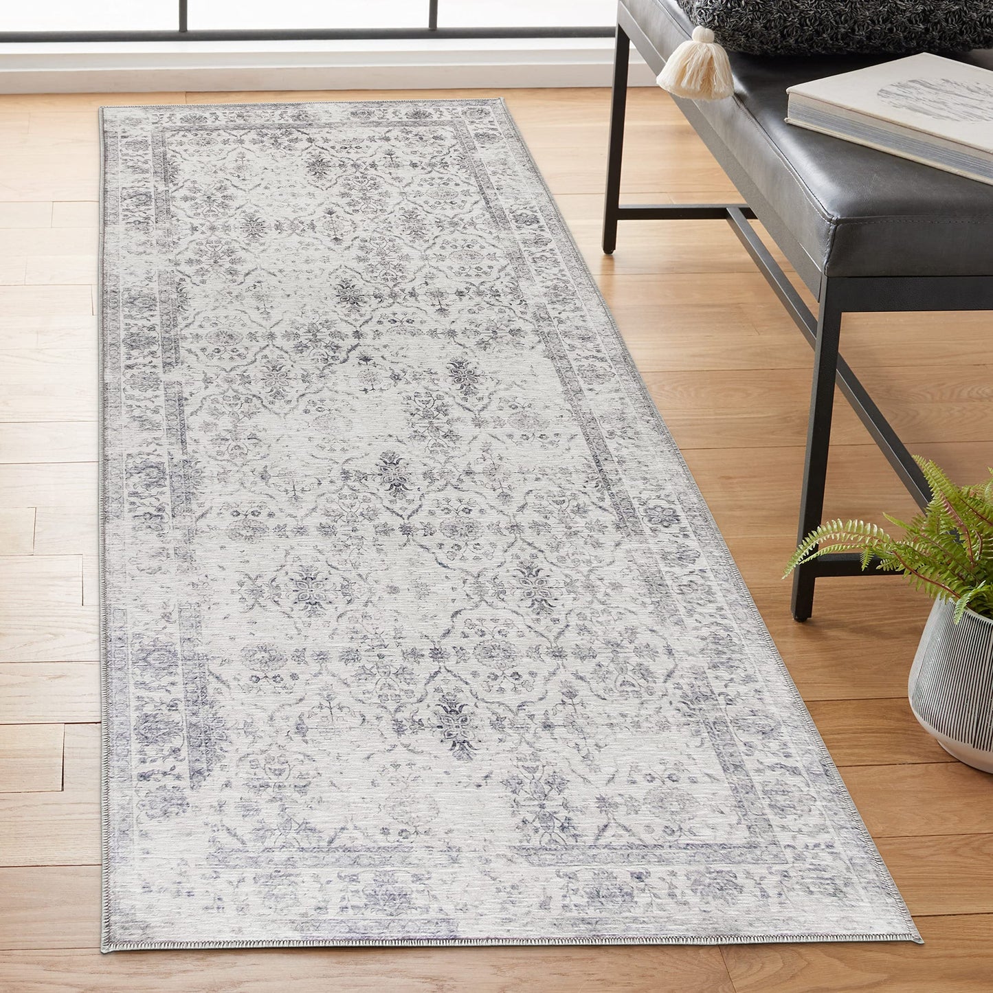 Silver Ivory Noor Vintage ReaLife Machine Washable Rug