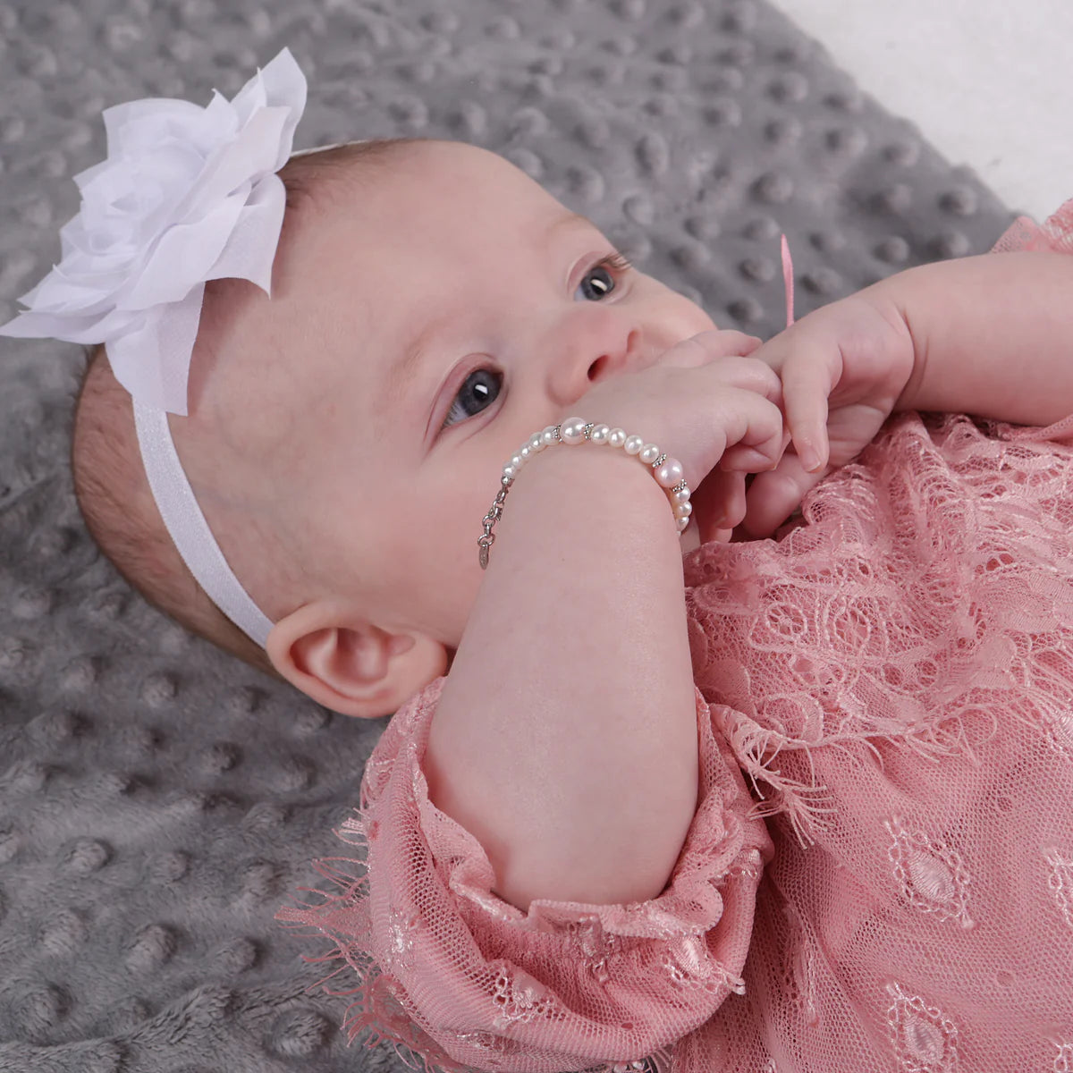Sterling Silver Pink Pearl Bracelet for Baby and Kids