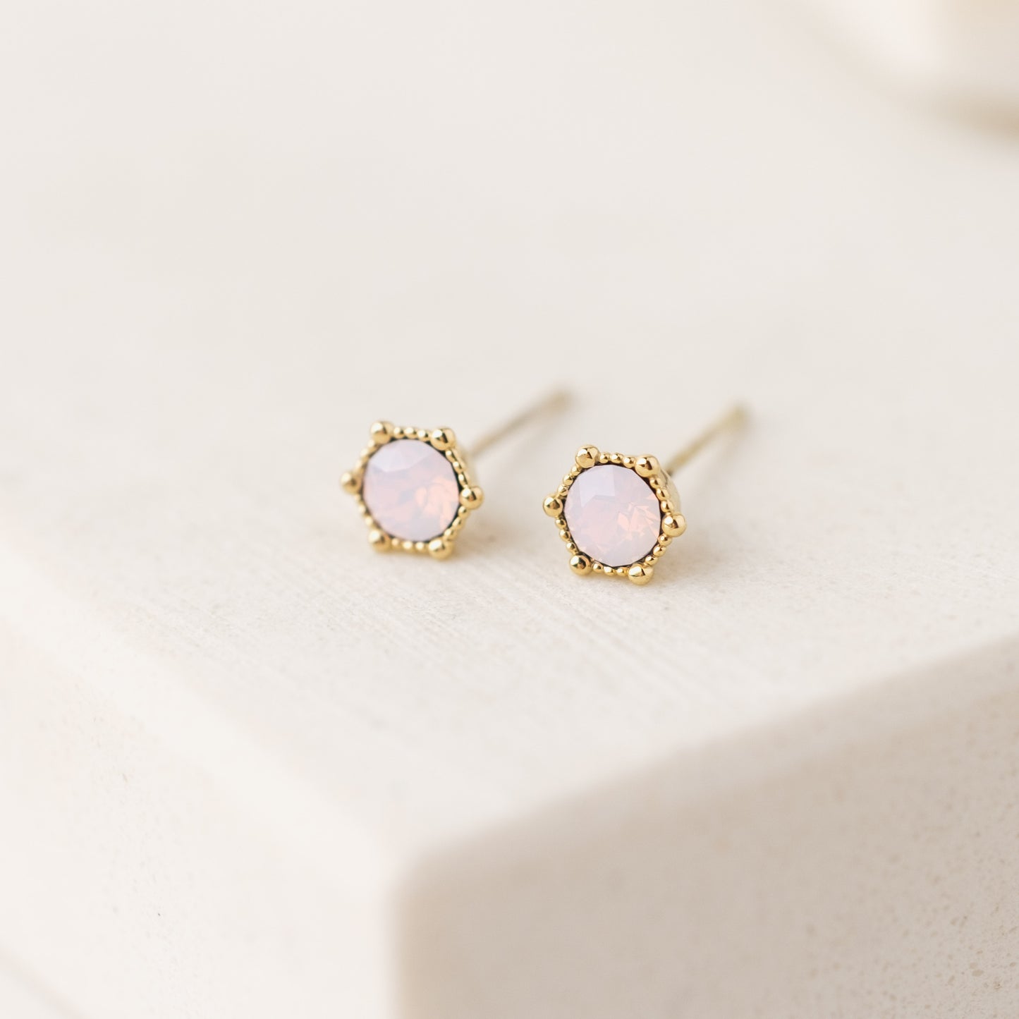 Astrid Stud Earrings - Pink Opal