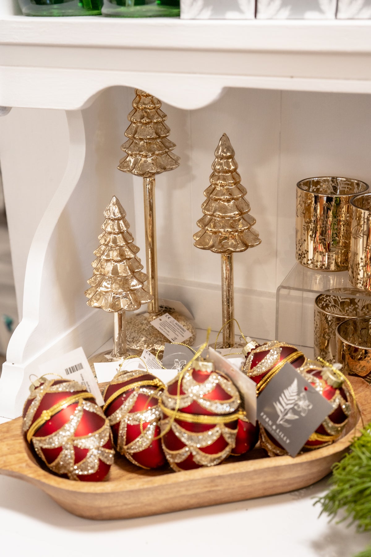 Gold Mercury Glass LED Christmas Tree Finials with Timer