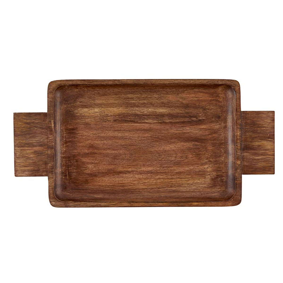 Natural Wood Serving Tray With Handles - Small