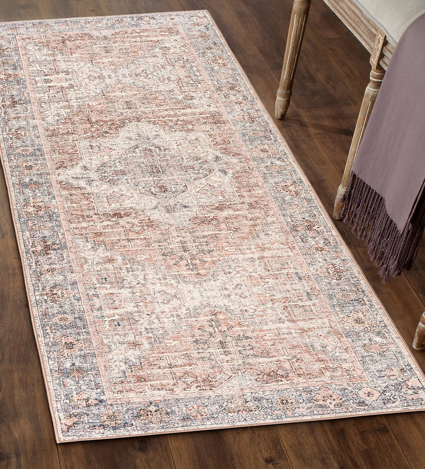Lyle Blush Vintage ReaLife Machine Washable Rug