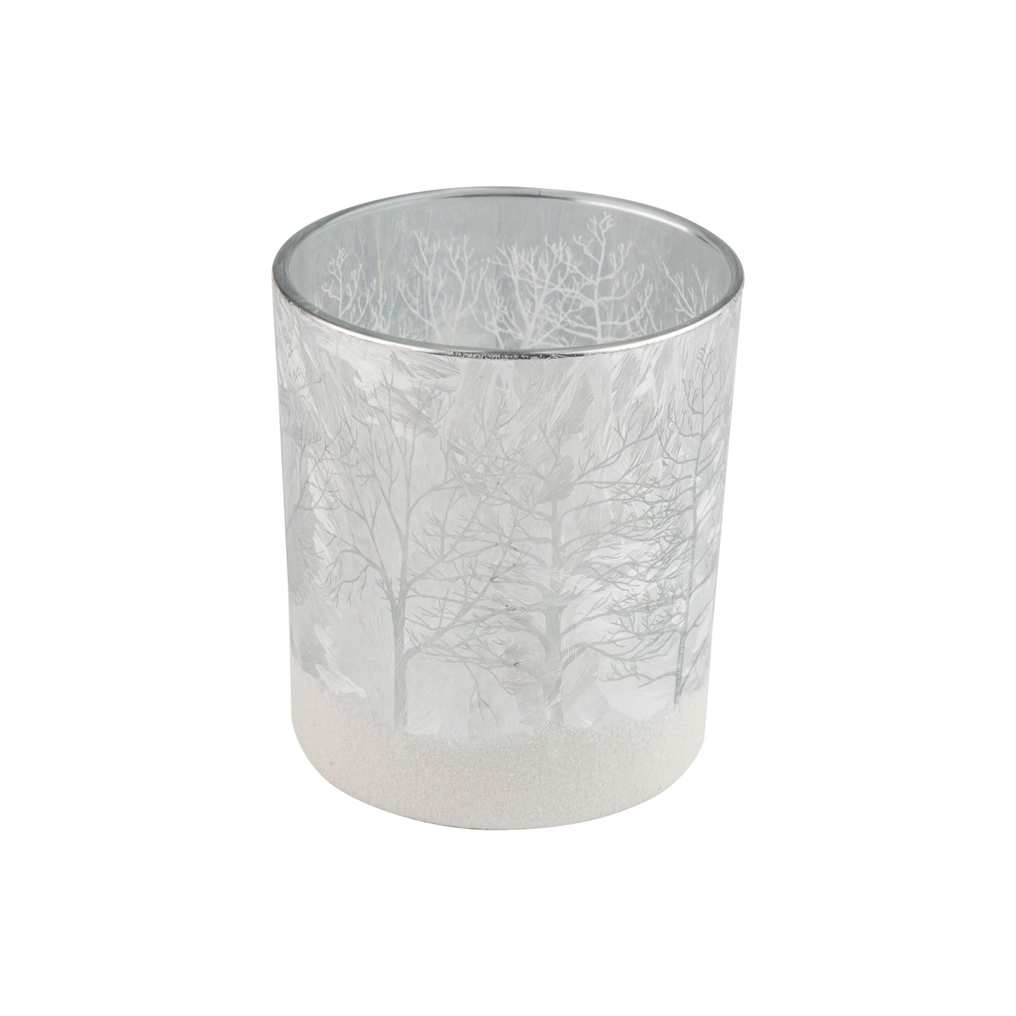 Frosted Silver Glass Candle Holder