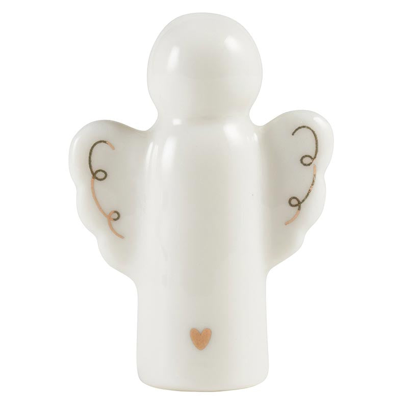Ceramic Figurine Pine Wood Box - Angel