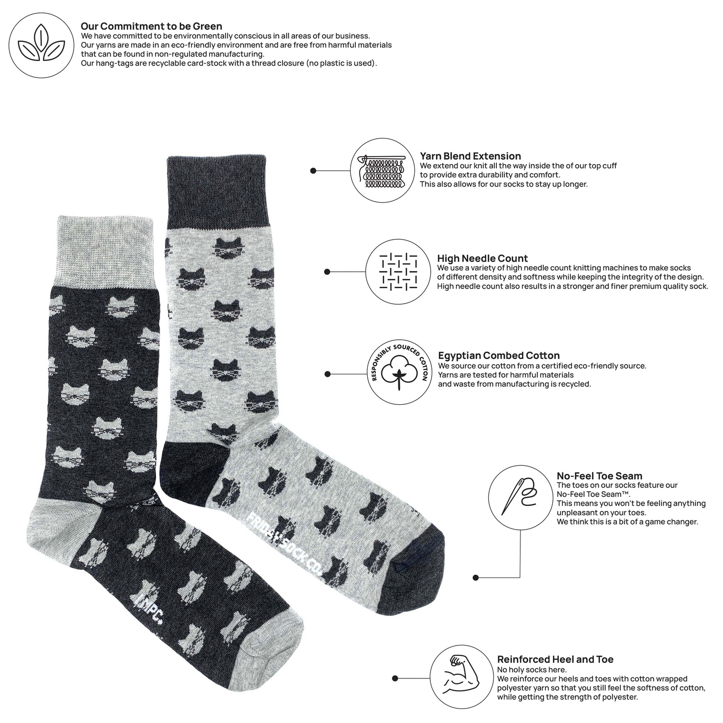Men's Inverted Grey Cat Socks