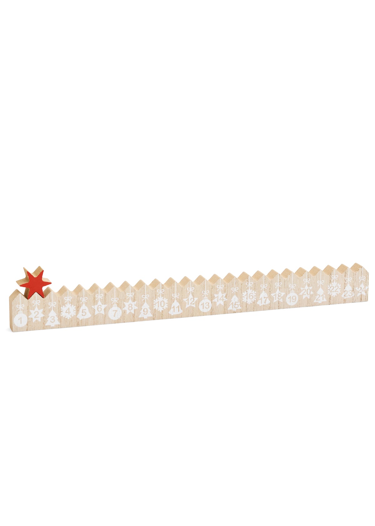 Wood Advent Calendar with Red Star, 25-Day Countdown | 15.5" Natural