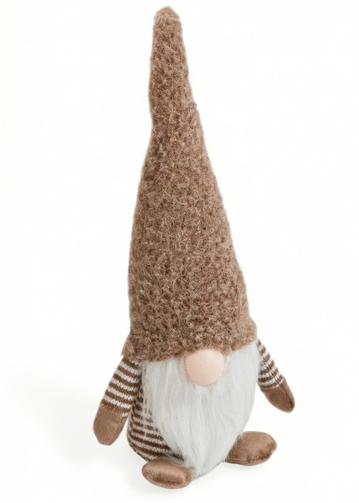 Plush Standing Gnome Décor – Brown & White Scandinavian Holiday Gnome | 5.5x12"