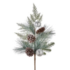 28” Iced Pine and Pinecone Spray