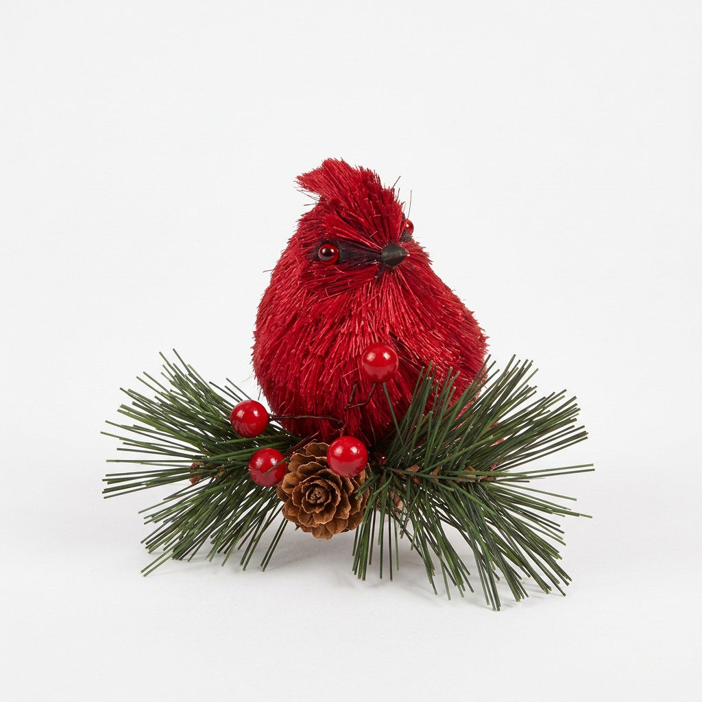 Cardinal on Greenery Clip-On Ornament