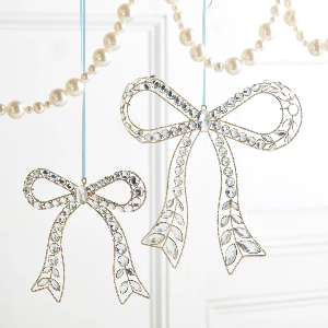 7.25" Clear Jewelled Bow Ornament