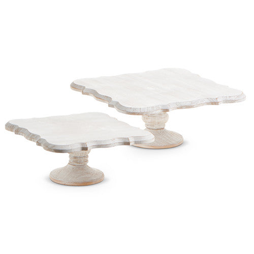 Square Wooden White Washed Pedestal