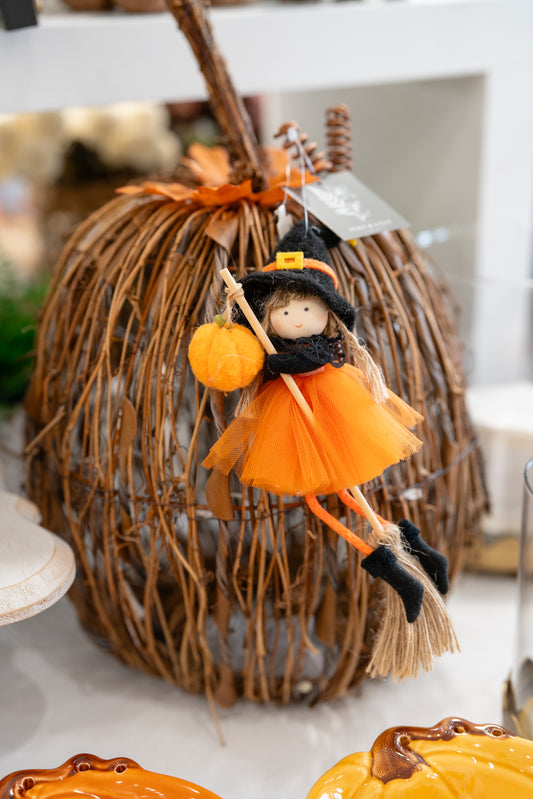 Flying Witch Doll with Pumpkin