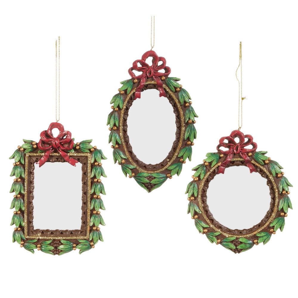 Holly and Bow Photo Frame Christmas Ornament