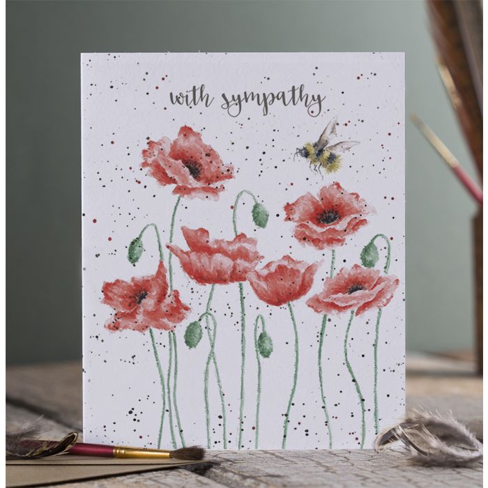Poppies and Bee Sympathy Card