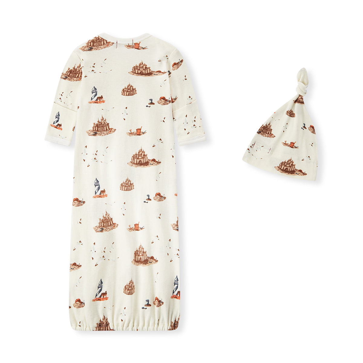 Bamboo Newborn Gown & Hat Set Sandcastle
