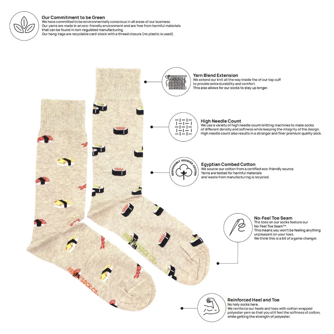 Men's Beige Sushi Socks