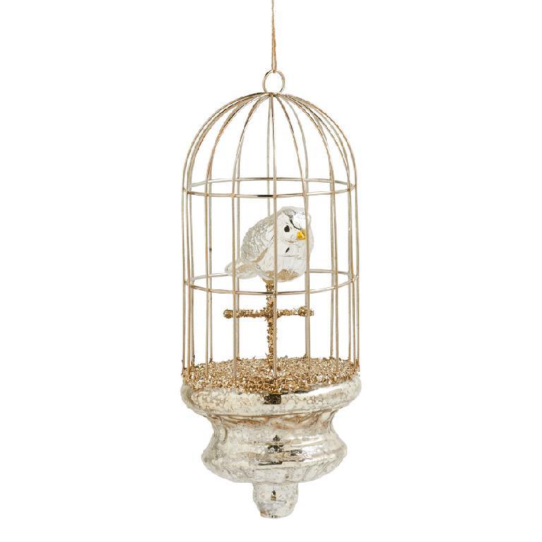 7.5” Mercury Glass Birdcage Ornament