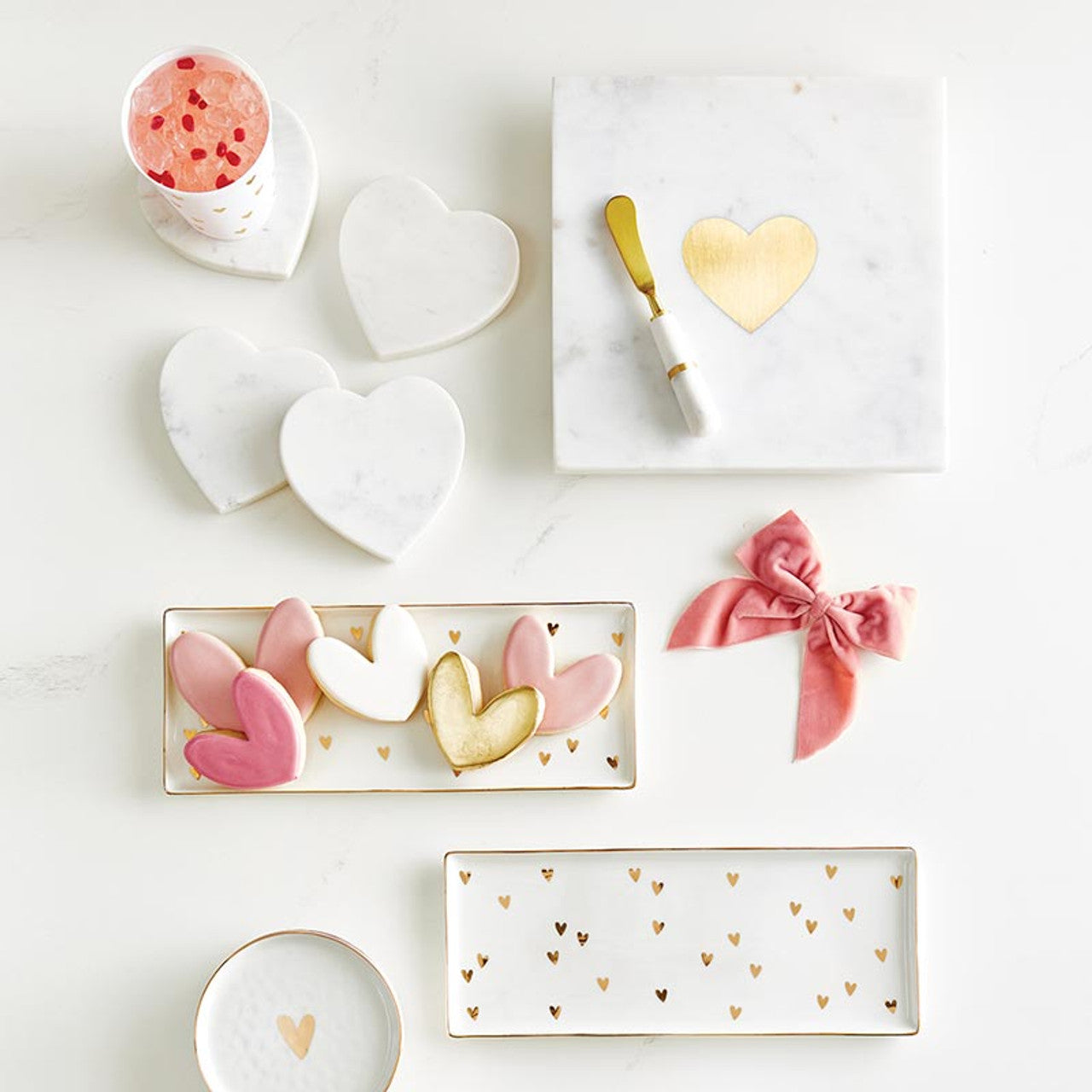 Marble Heart Coaster - Set of 4