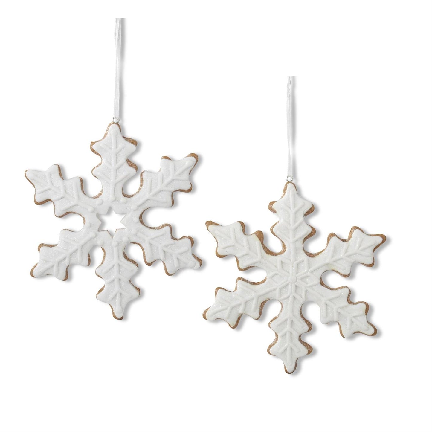 Assorted Gingerbread Snowflake Ornament with White Frosting (2 Styles)