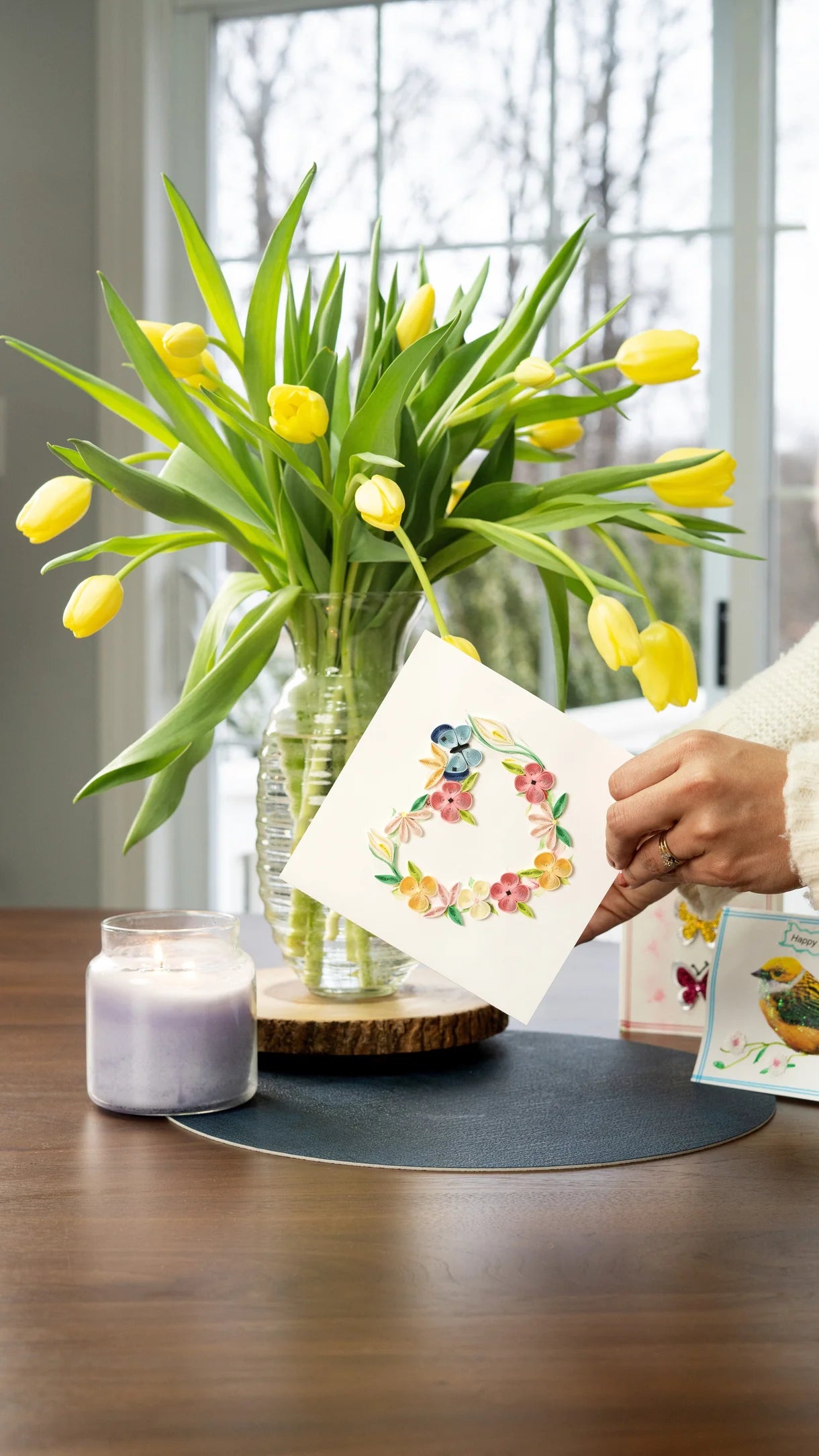 Quilling Card Floral Heart Wreath
