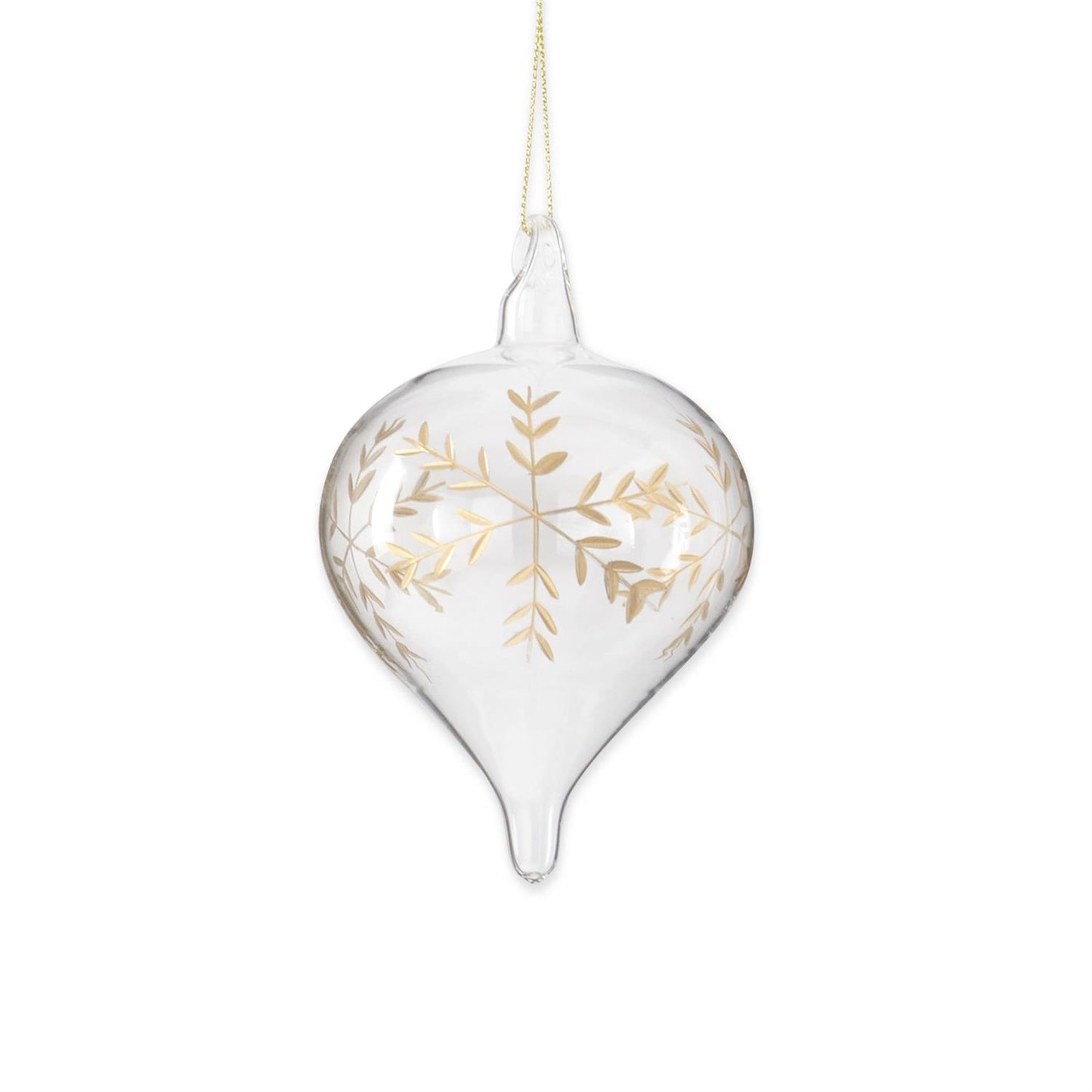 Clear Glass Gold Etched Snowflake Ornaments (3 Styles)