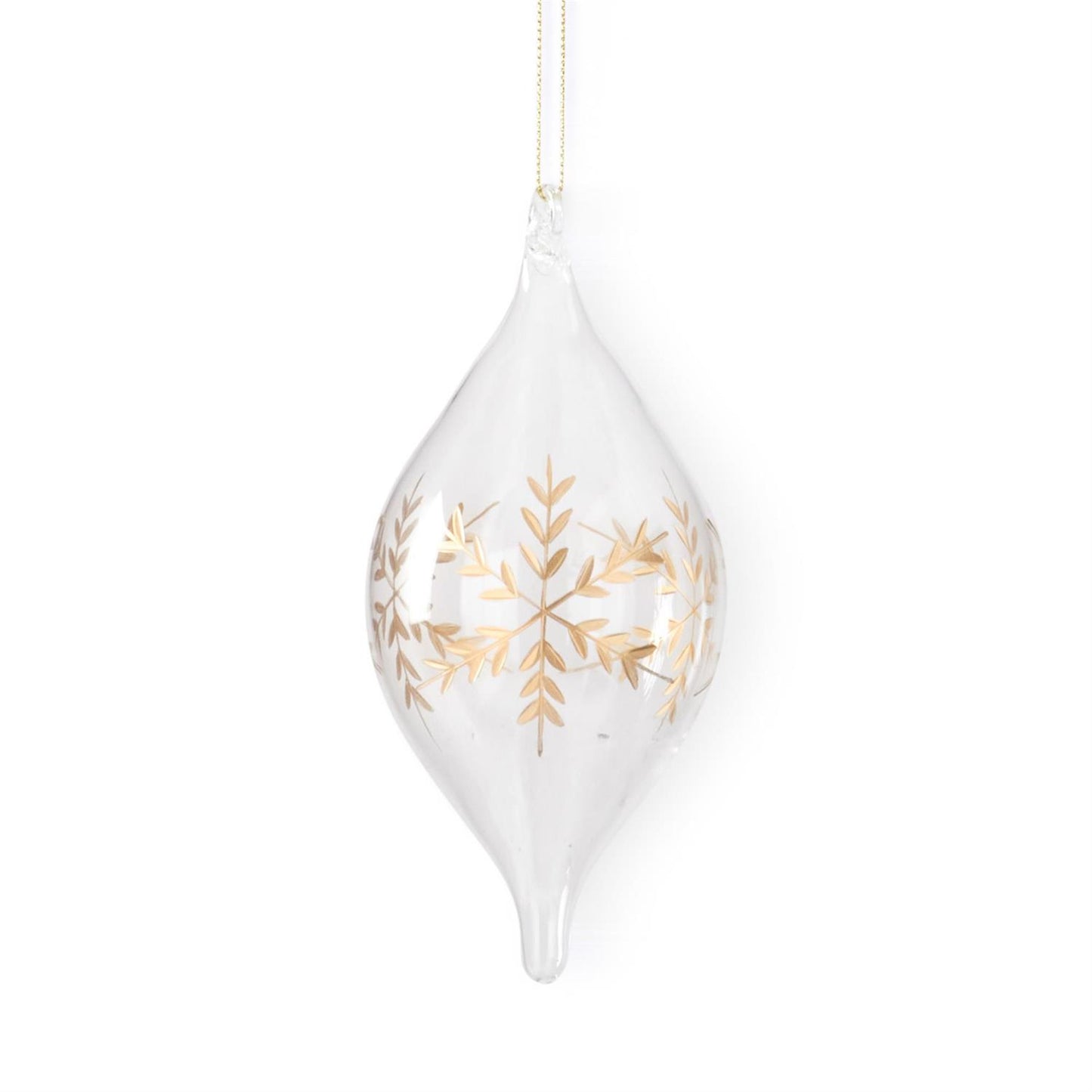 Clear Glass Gold Etched Snowflake Ornaments (3 Styles)