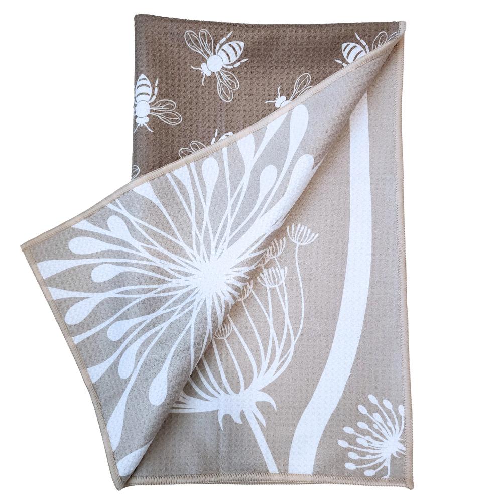Double Sided Microfiber Tea Towel - Dandelions
