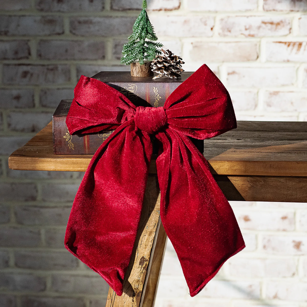 Maroon Velvet Christmas Bow