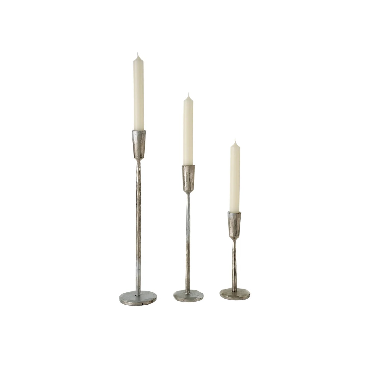 Silver Luna Forged Candleholders
