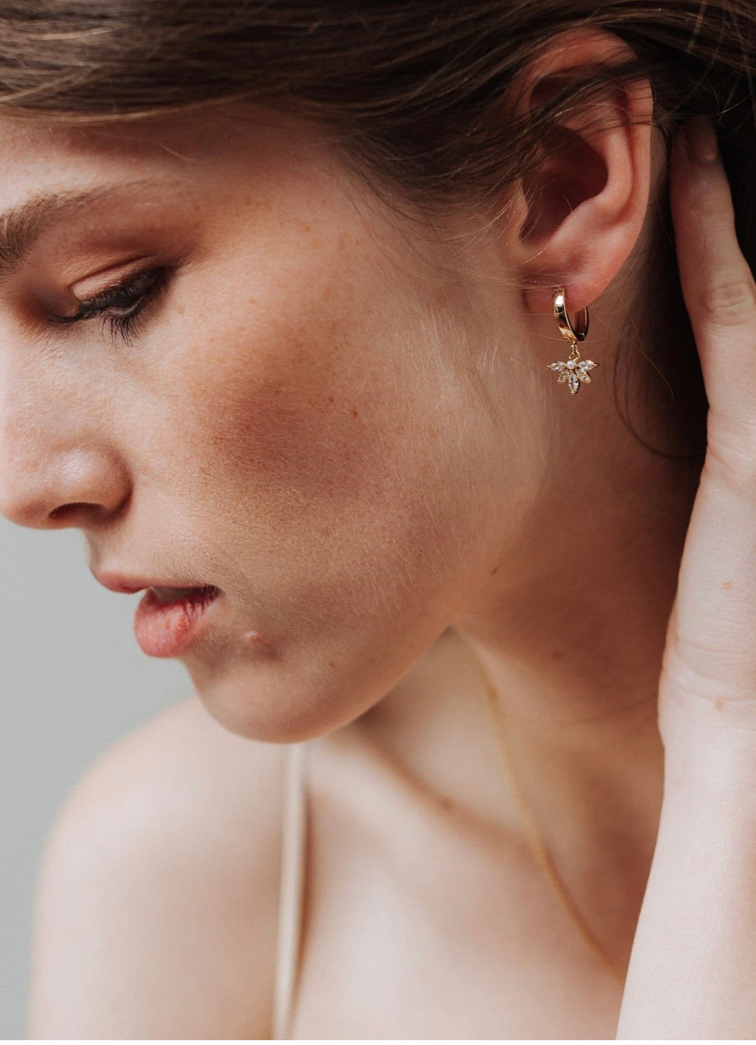 Harlowe Huggie Drop Hoop Earrings - Gold