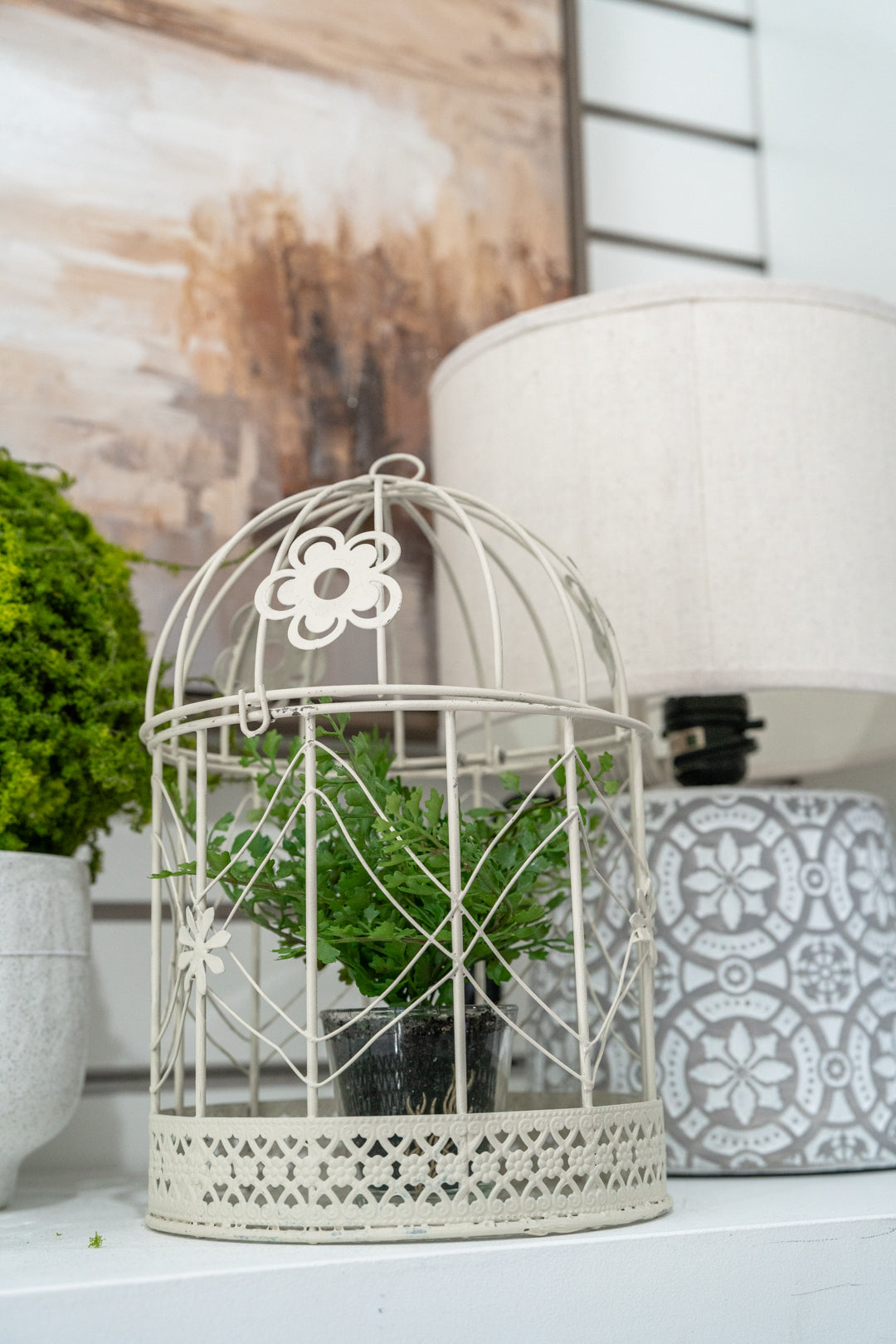 Bird Cage With Flower Motif