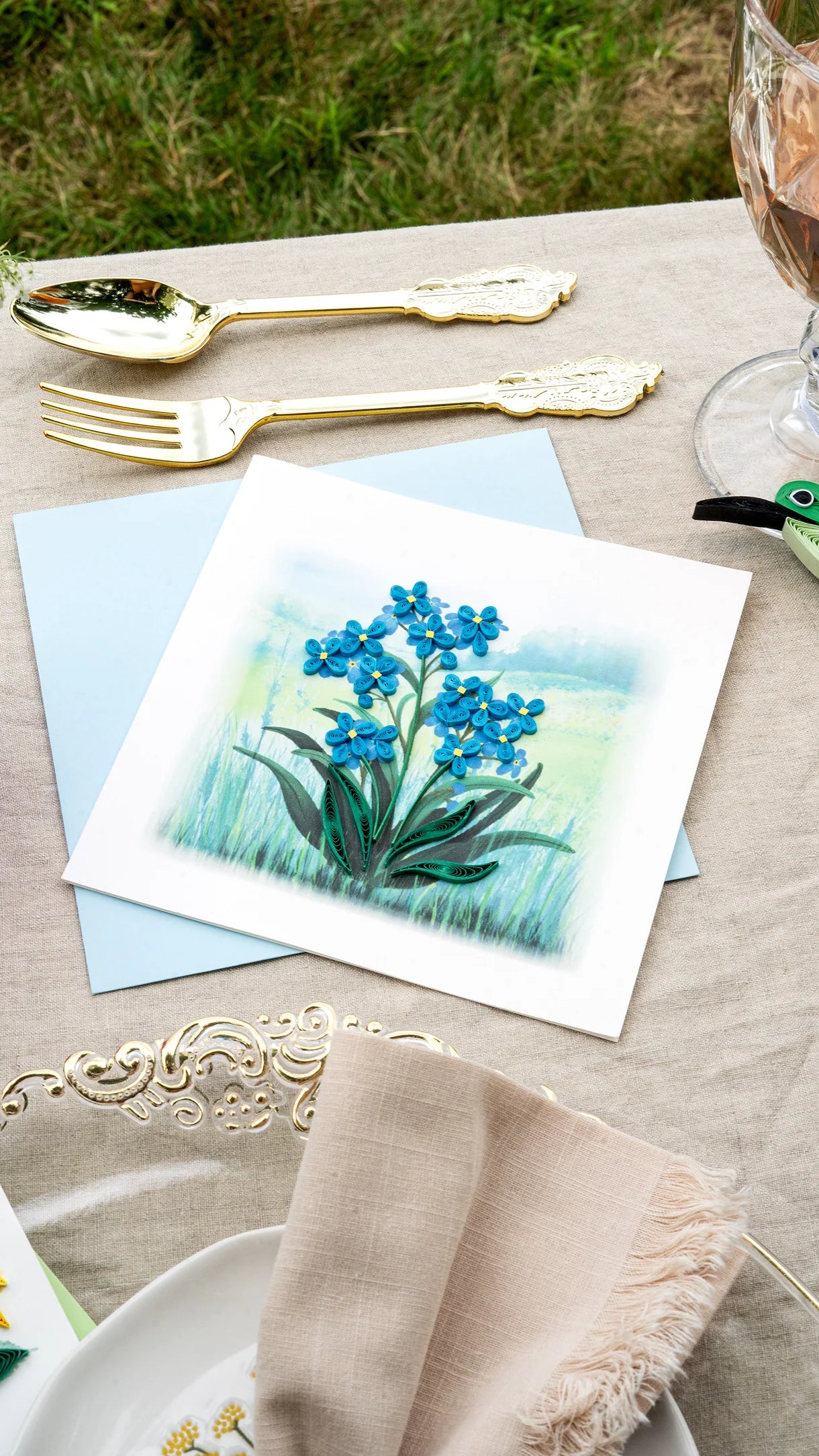 Quilled Forget-me-not Greeting Card