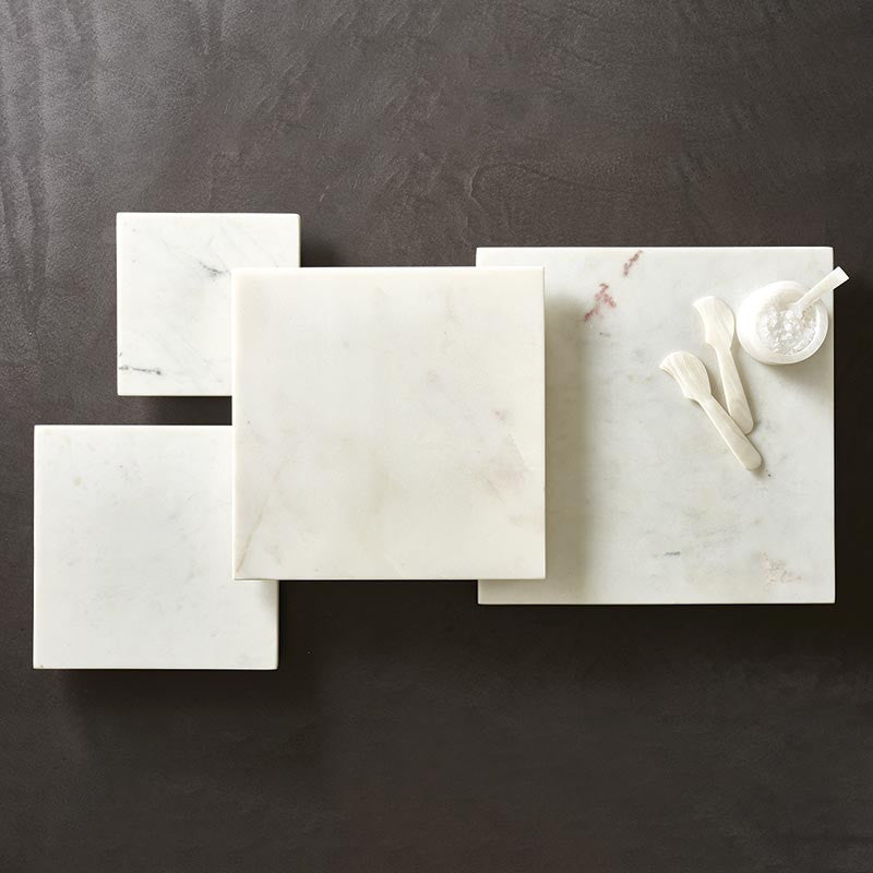 White Marble Footed Tray - 6" SQ