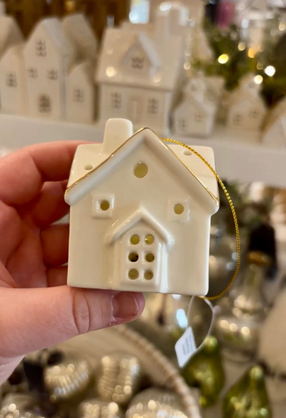 3" White Ceramic Schoolhouse Ornament