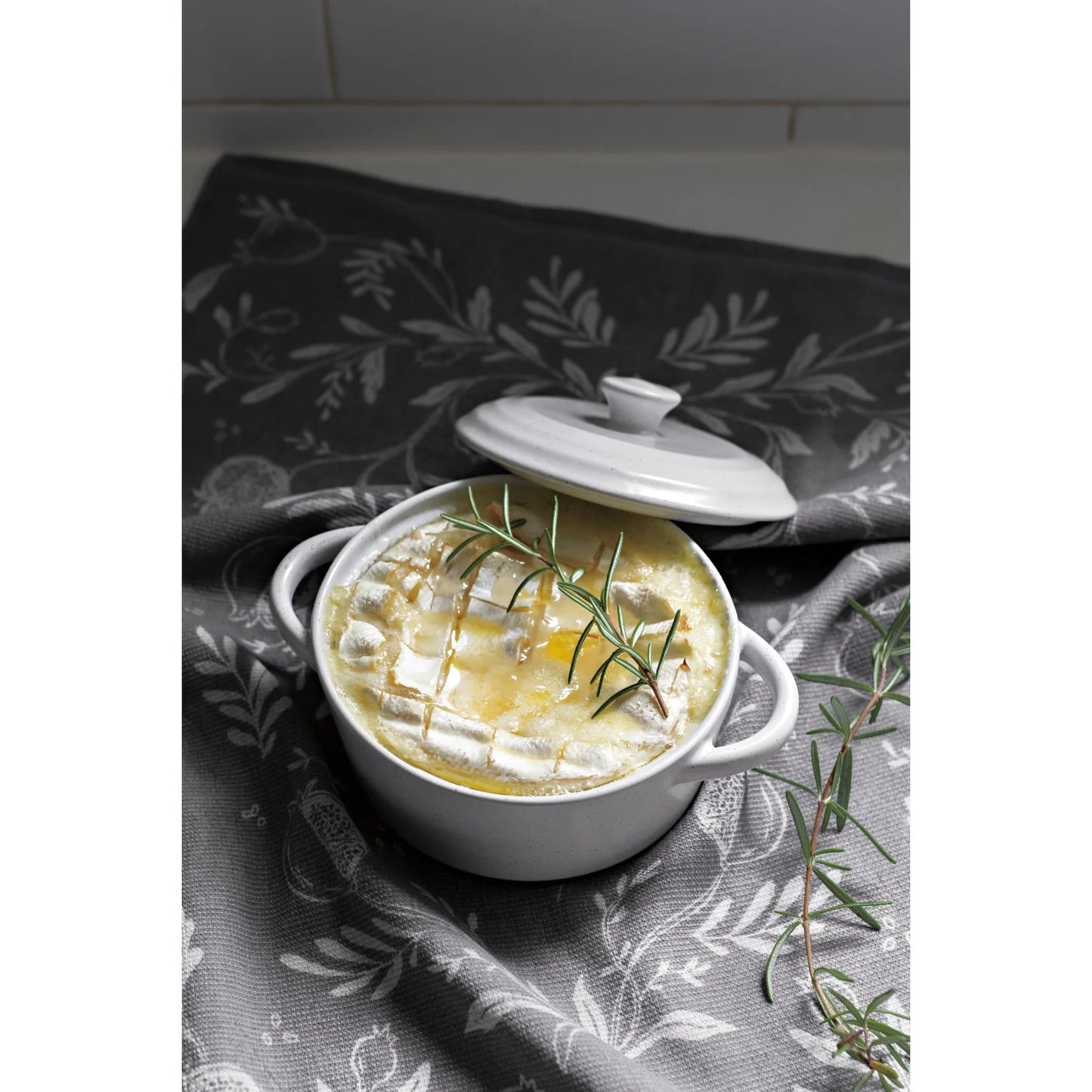 White Stoneware Brie Baker