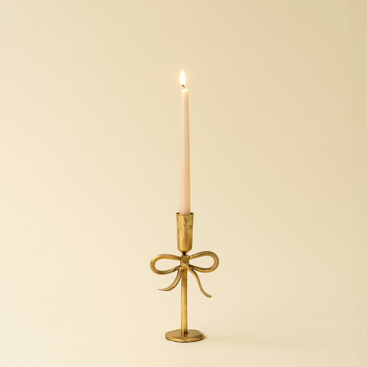 Gold Forged Bow Candlestick