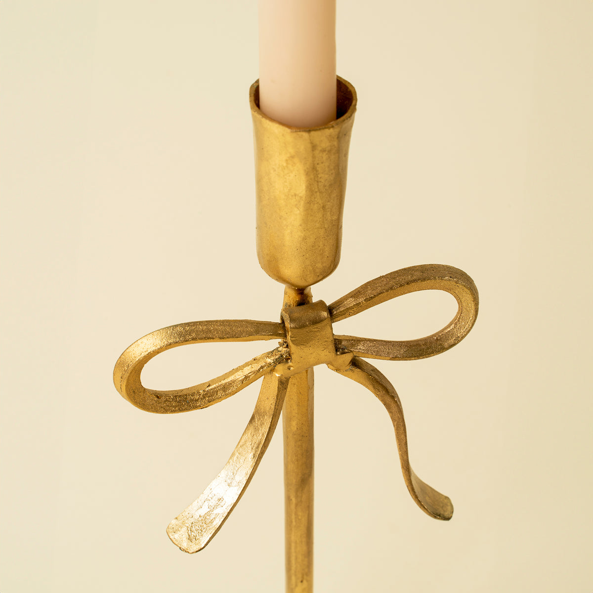 Gold Forged Bow Candlestick