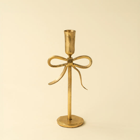 Gold Forged Bow Candlestick