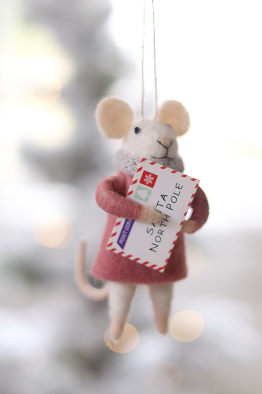 Letter to Santa Lucy Mouse Holiday Ornament