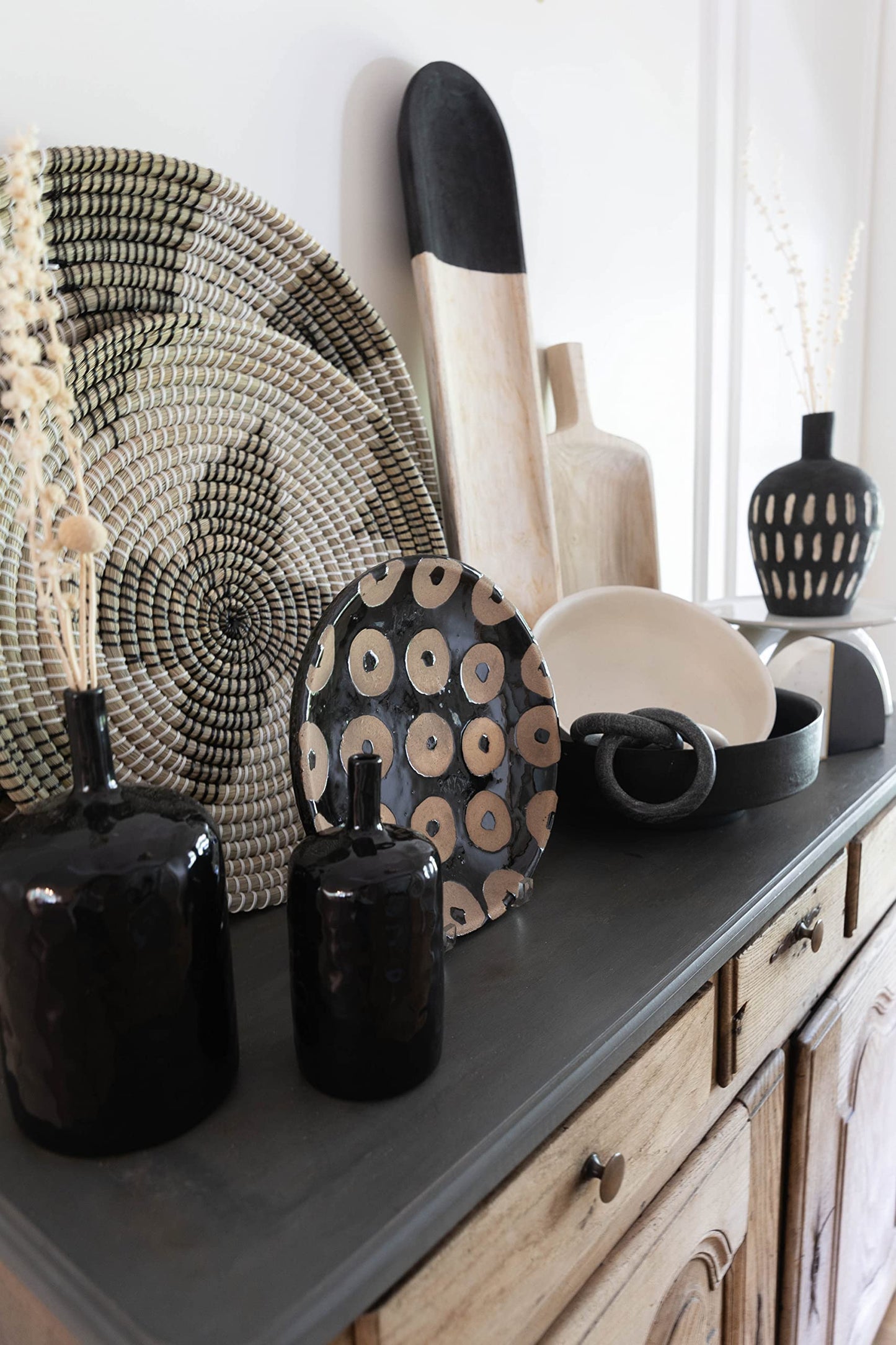 Black Bottle Stoneware Shiny Vases